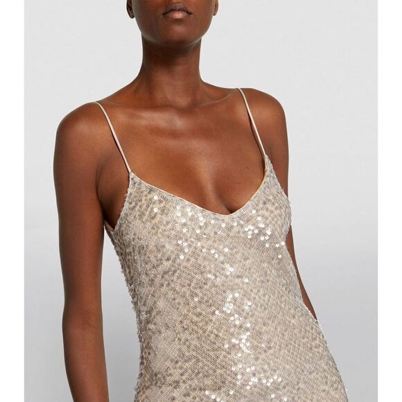 GALVAN sequin Estrella Slip Dress pearl white US6(FR38) - Picture 6 of 14